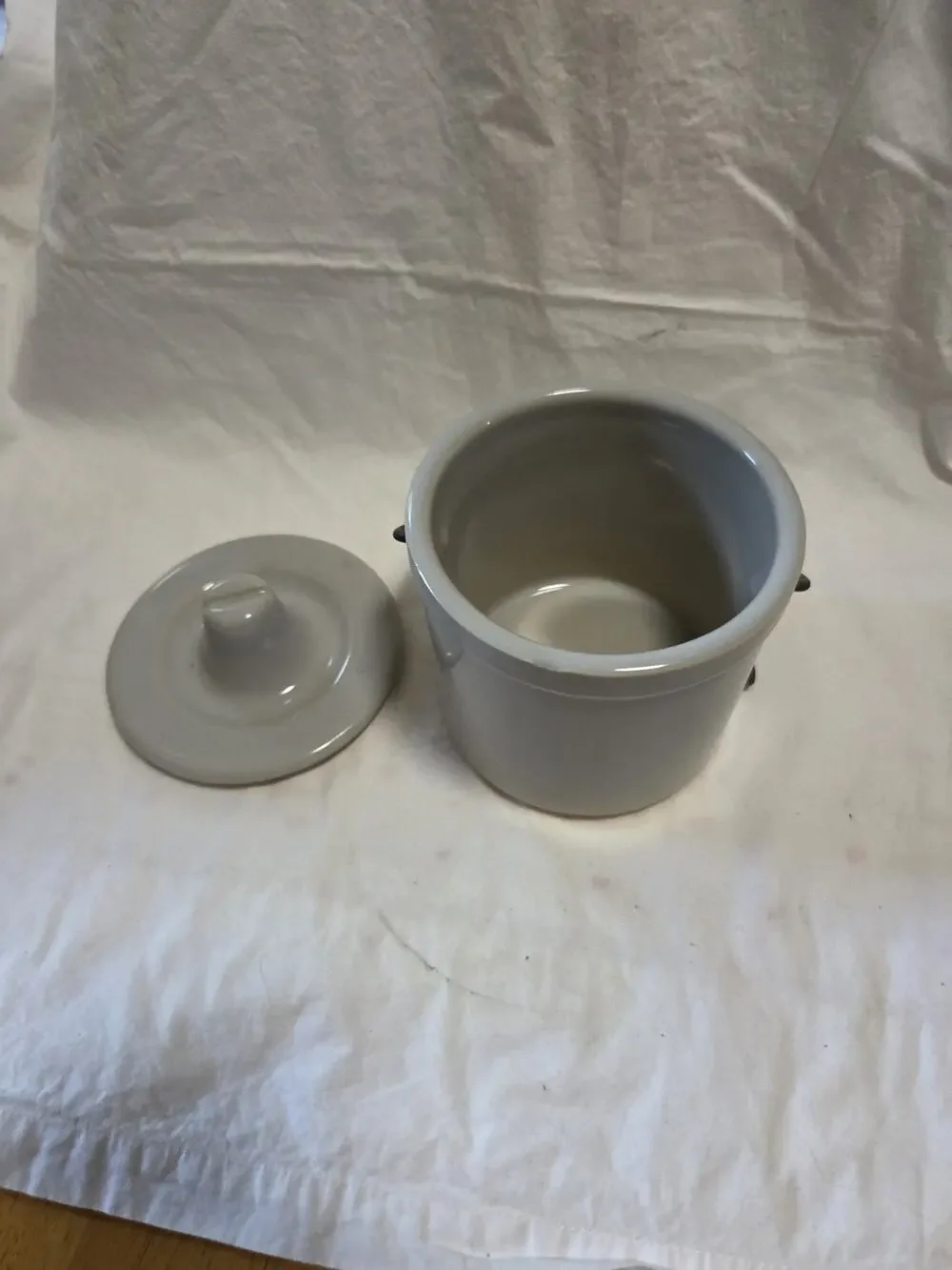 Vintage Butter Cheese Crock with Locking Wire Bail Lid Glaze Jar 4